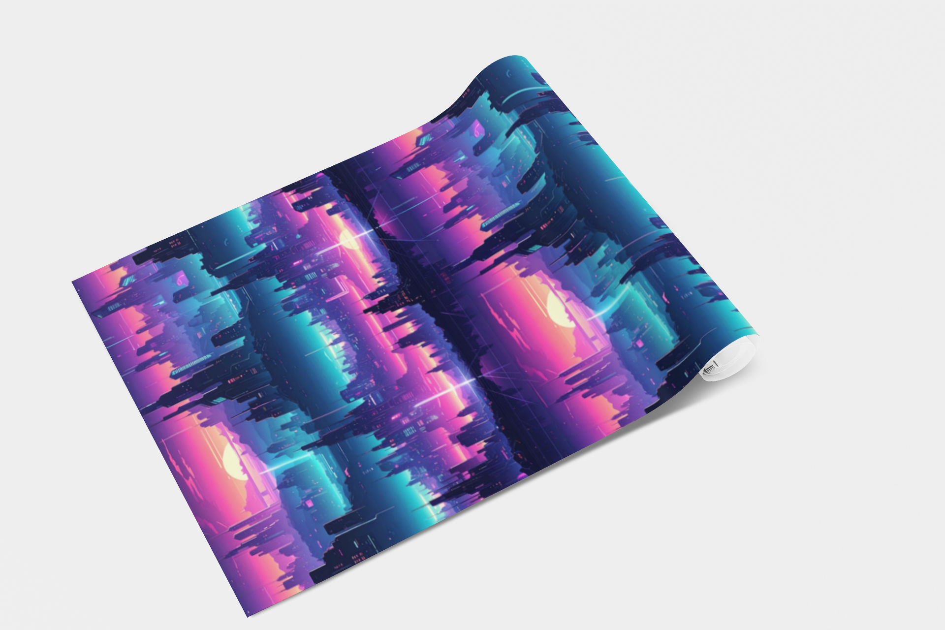 Cyber Space City Grid Wallpaper
