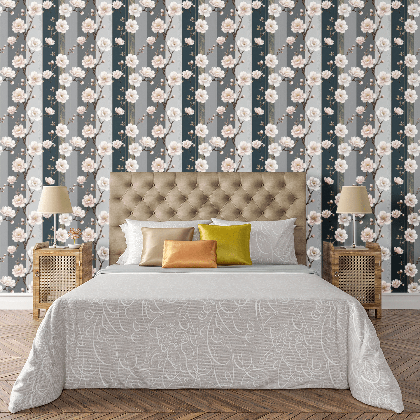 Elegant Cherry Blossom Wallpaper Peel and Stick Wallpaper | Accent Haus