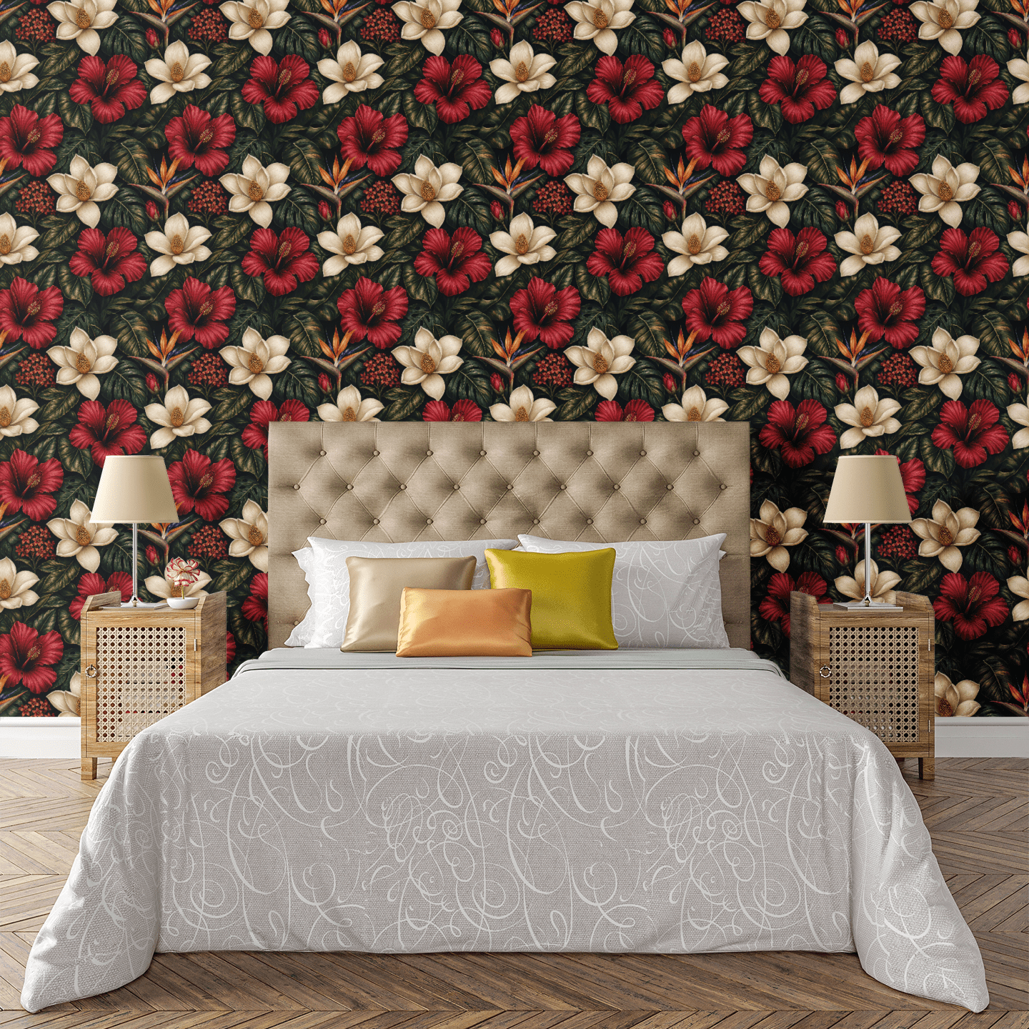 Midnight Botanical Luxe Wallpaper Peel and Stick Wallpaper | Accent Haus