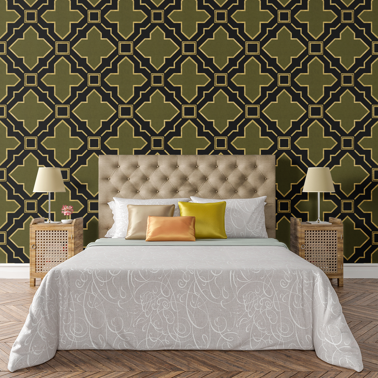 Black Olive Grid Wallpaper