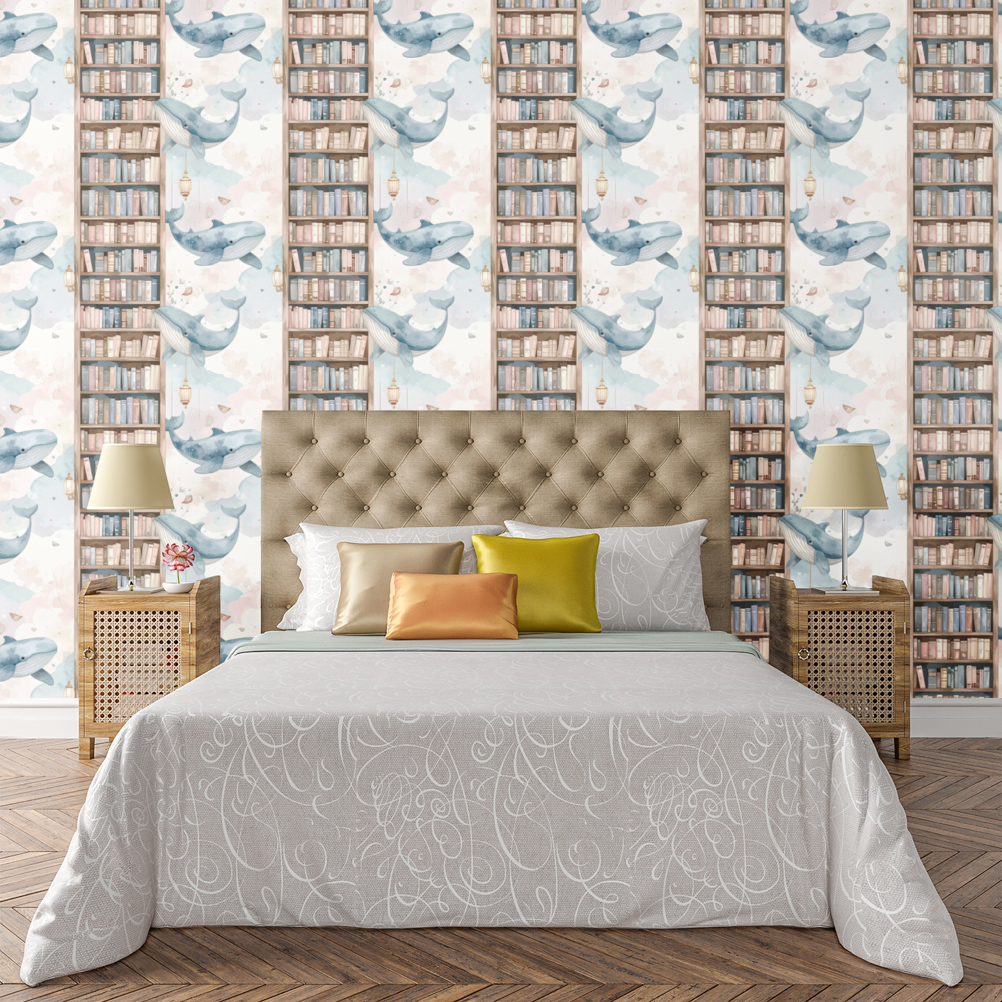 Whale Library Towers Wallpaper