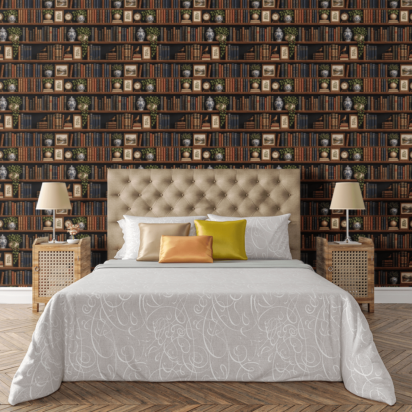 Vintage Library Shelves Wallpaper Peel and Stick Wallpaper | Accent Haus