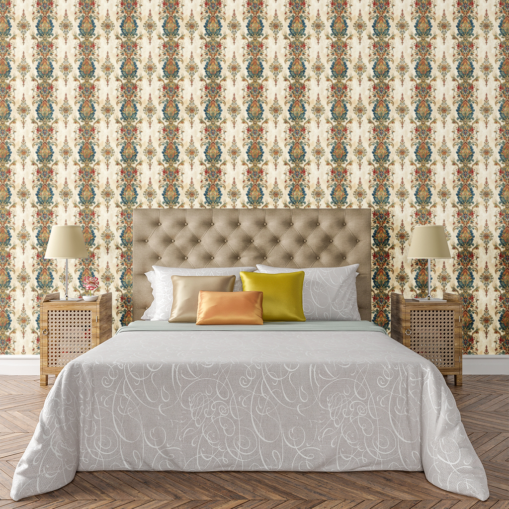 Jewel-Toned Paisley Garden Wallpaper