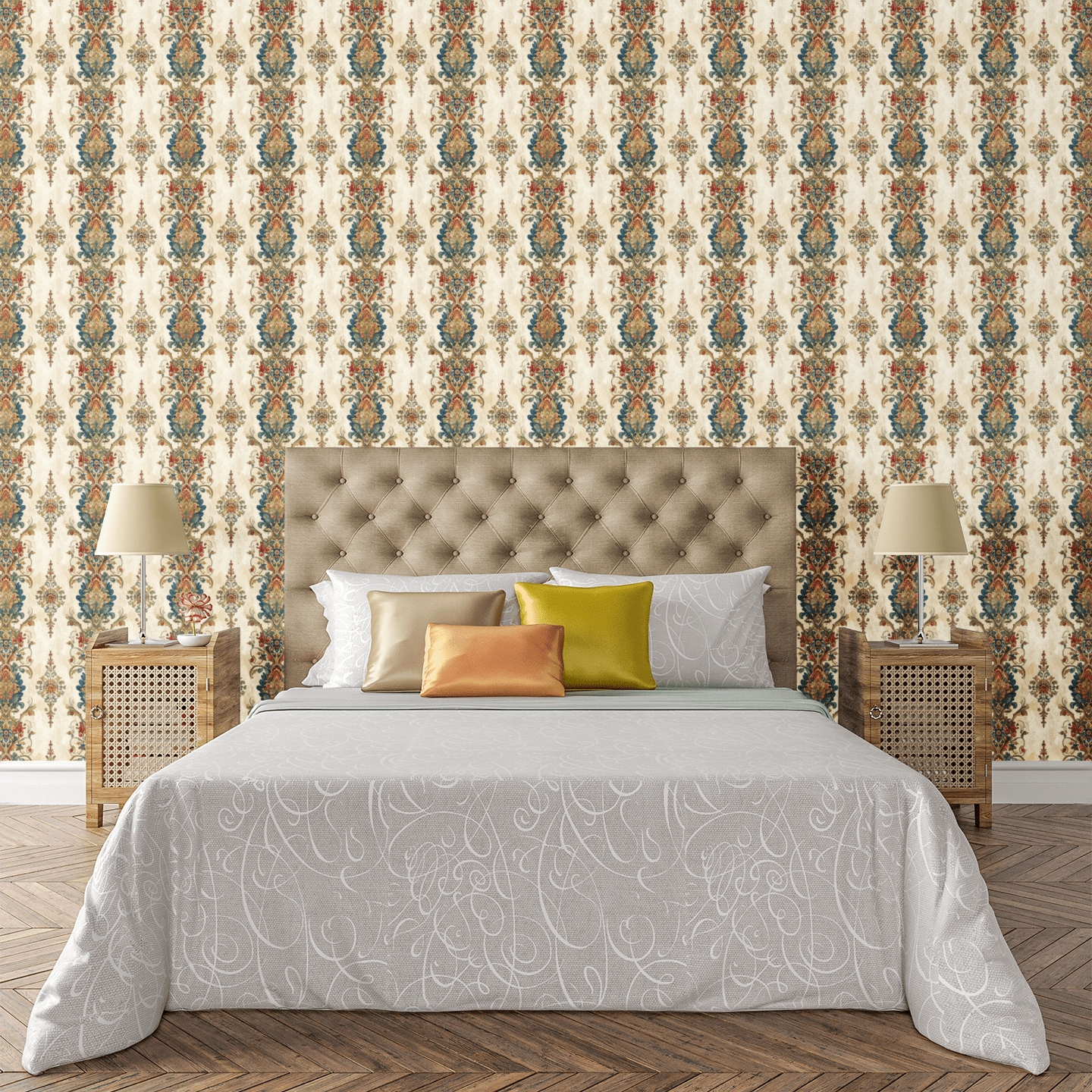 Jewel-Toned Paisley Garden Wallpaper Peel and Stick Wallpaper | Accent Haus