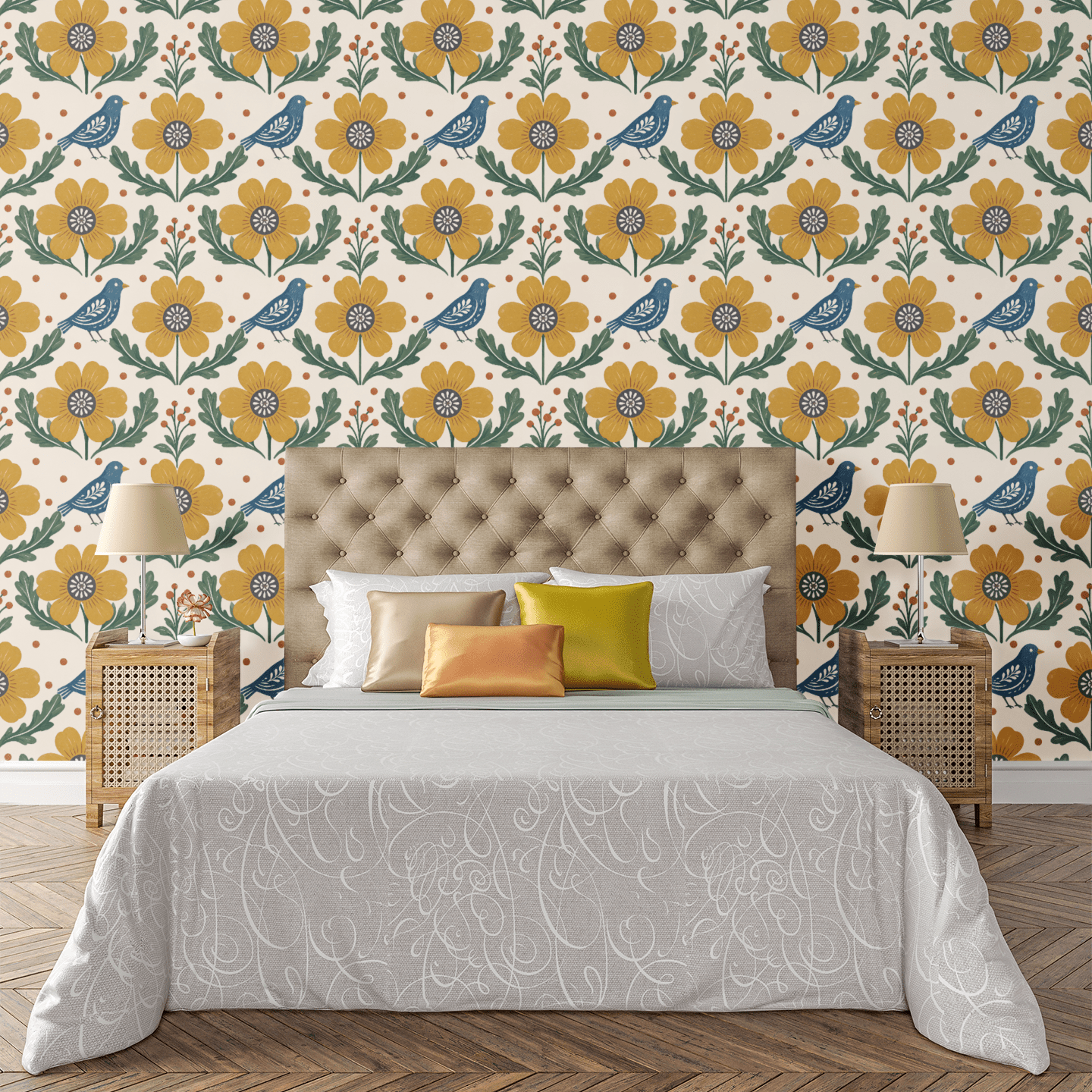 Scandinavian Folk Pattern Wallpaper Peel and Stick Wallpaper | Accent Haus