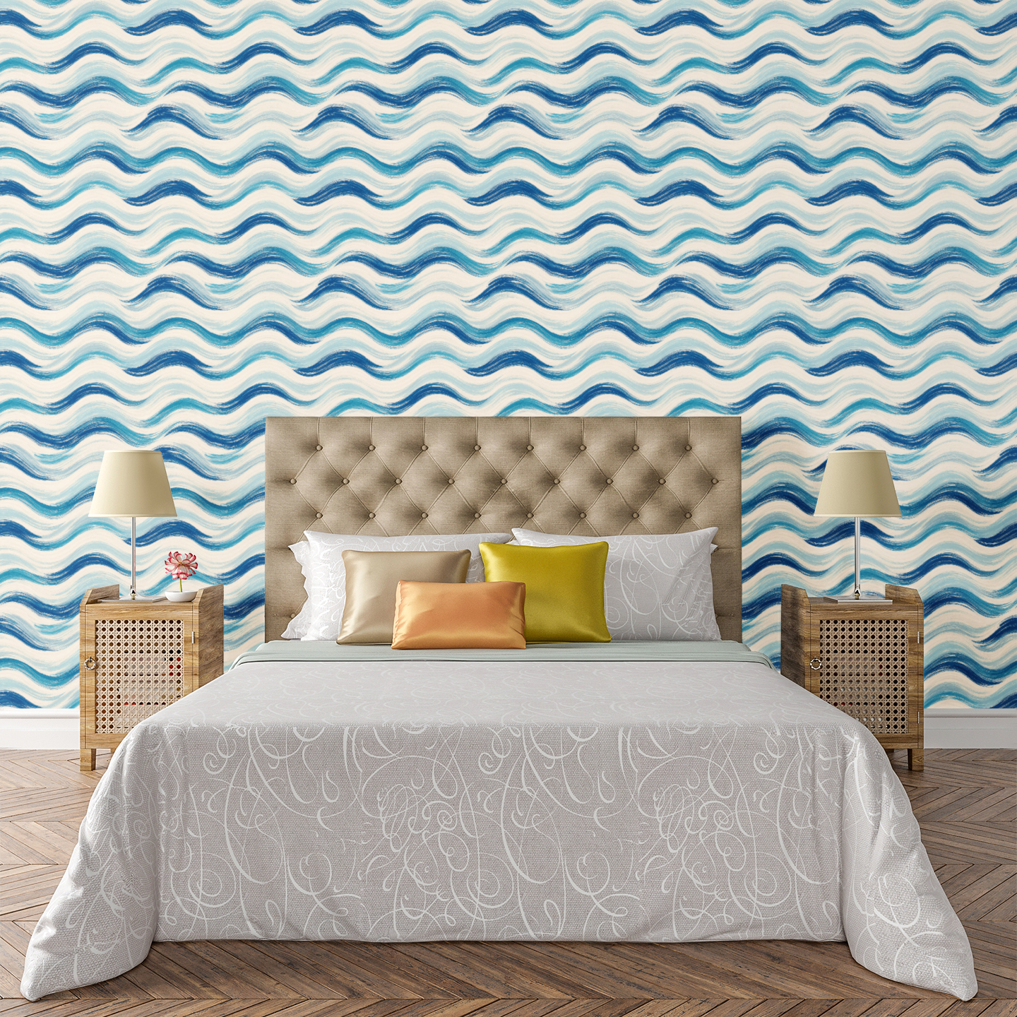 Neutral Wave Pattern Wallpaper