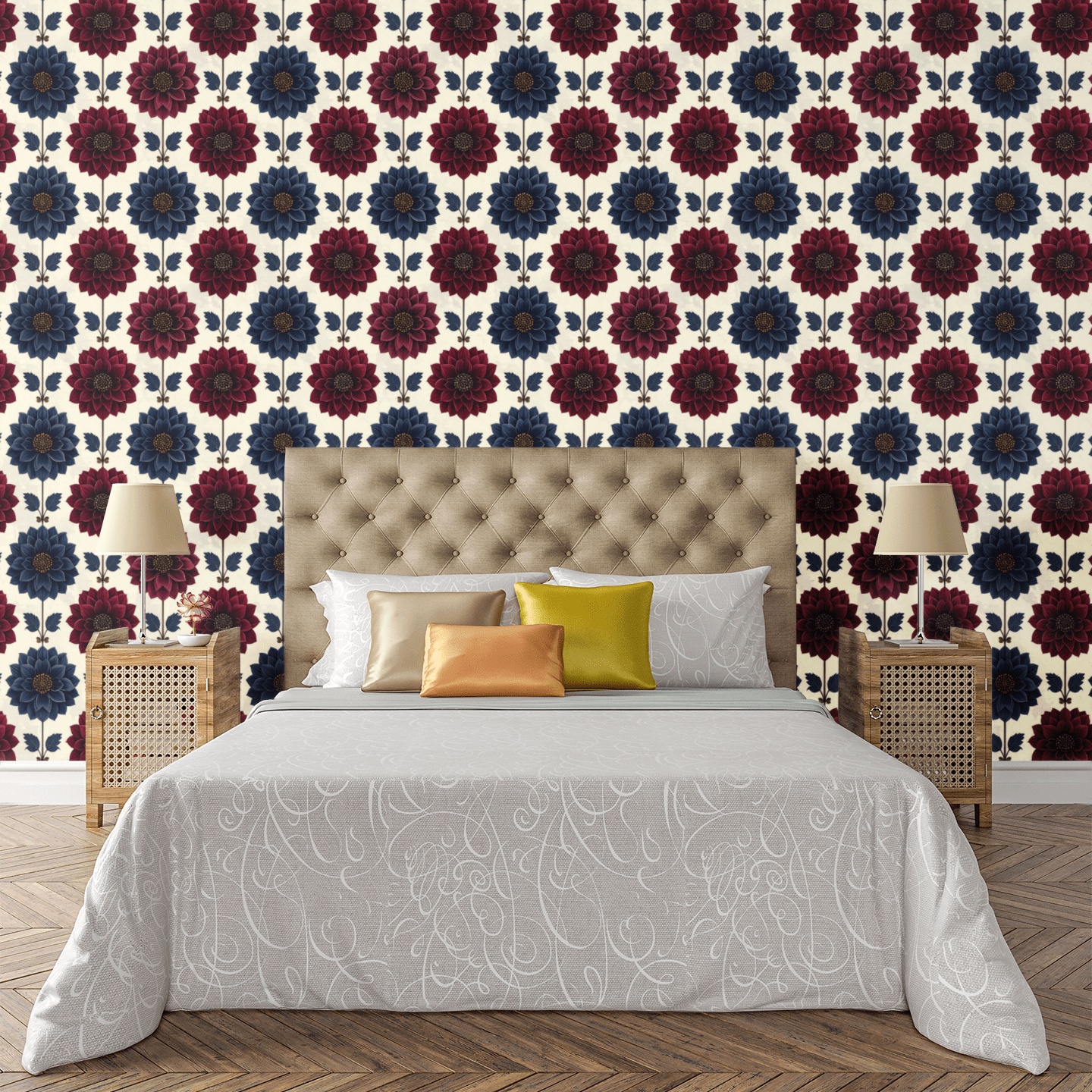 Gilded Jewel-Tone Botanical Wallpaper Peel and Stick Wallpaper | Accent Haus
