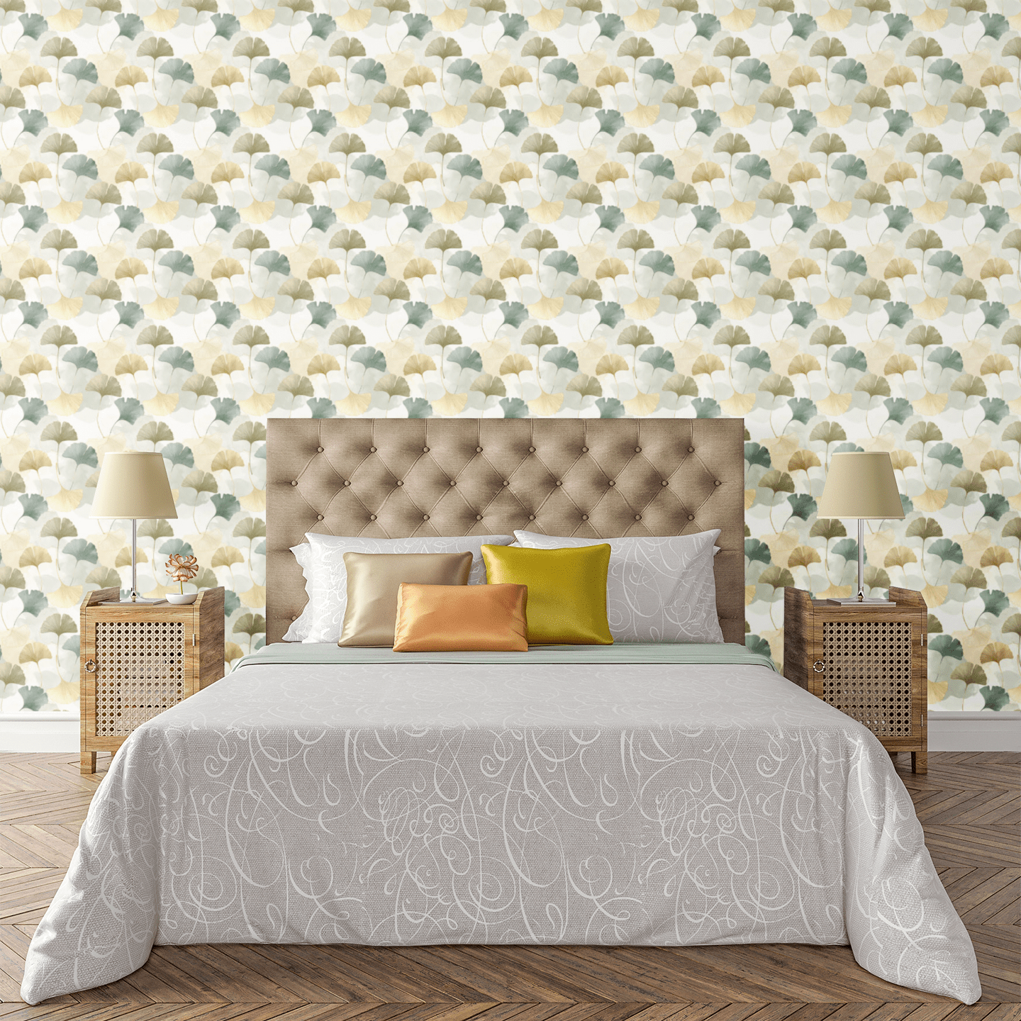 Elegant Ginkgo Drift Wallpaper Peel and Stick Wallpaper | Accent Haus