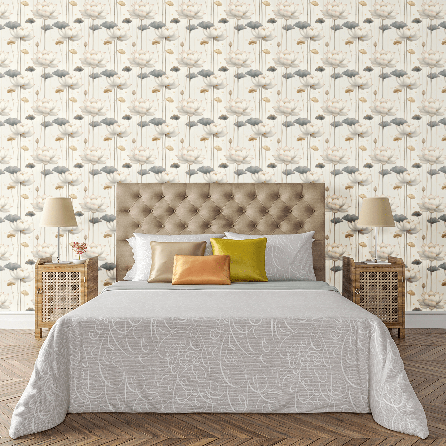 Lotus Waterfall Florals Wallpaper Peel and Stick Wallpaper | Accent Haus