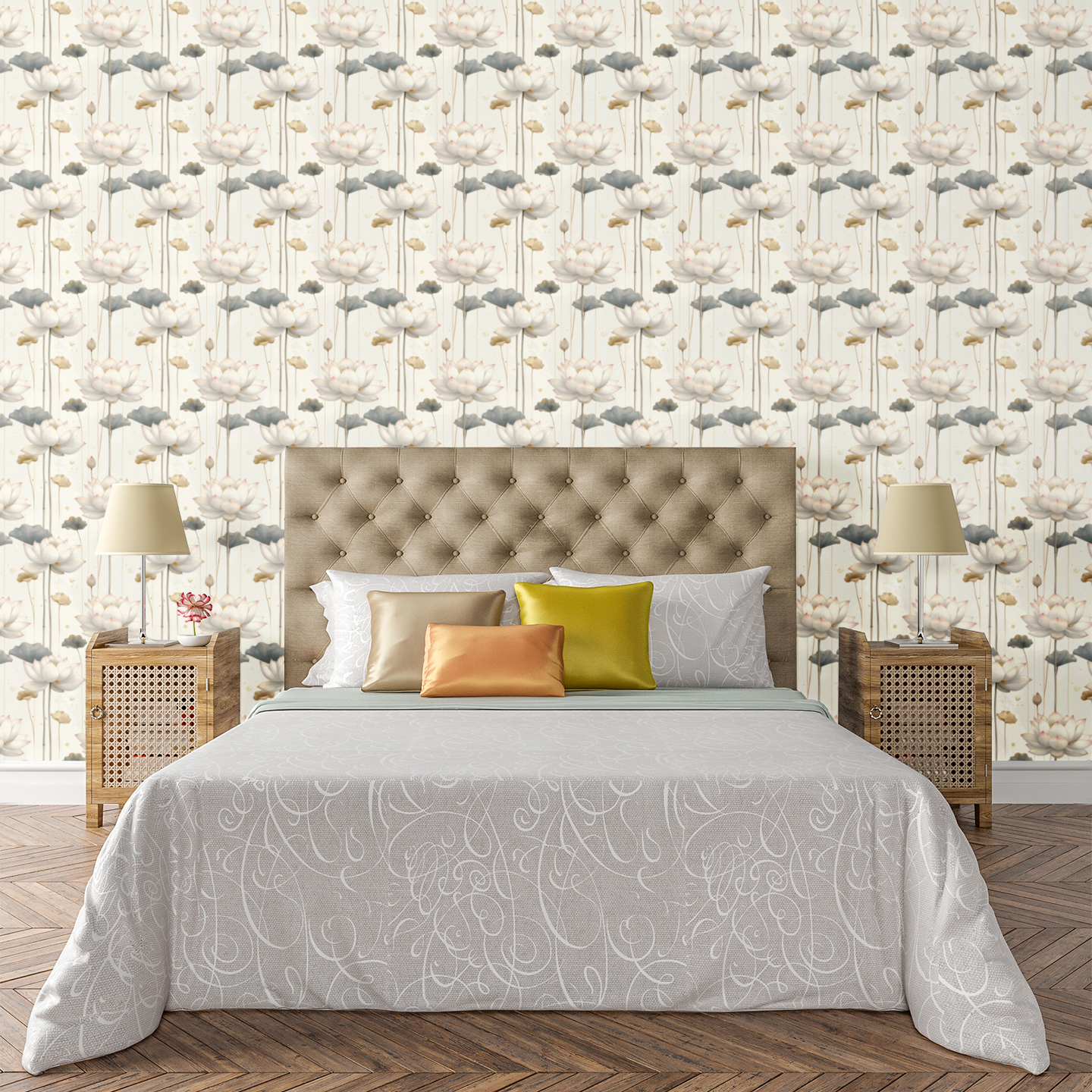 Lotus Waterfall Florals Wallpaper