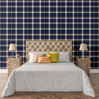 Library Plaid Navy Wallpaper