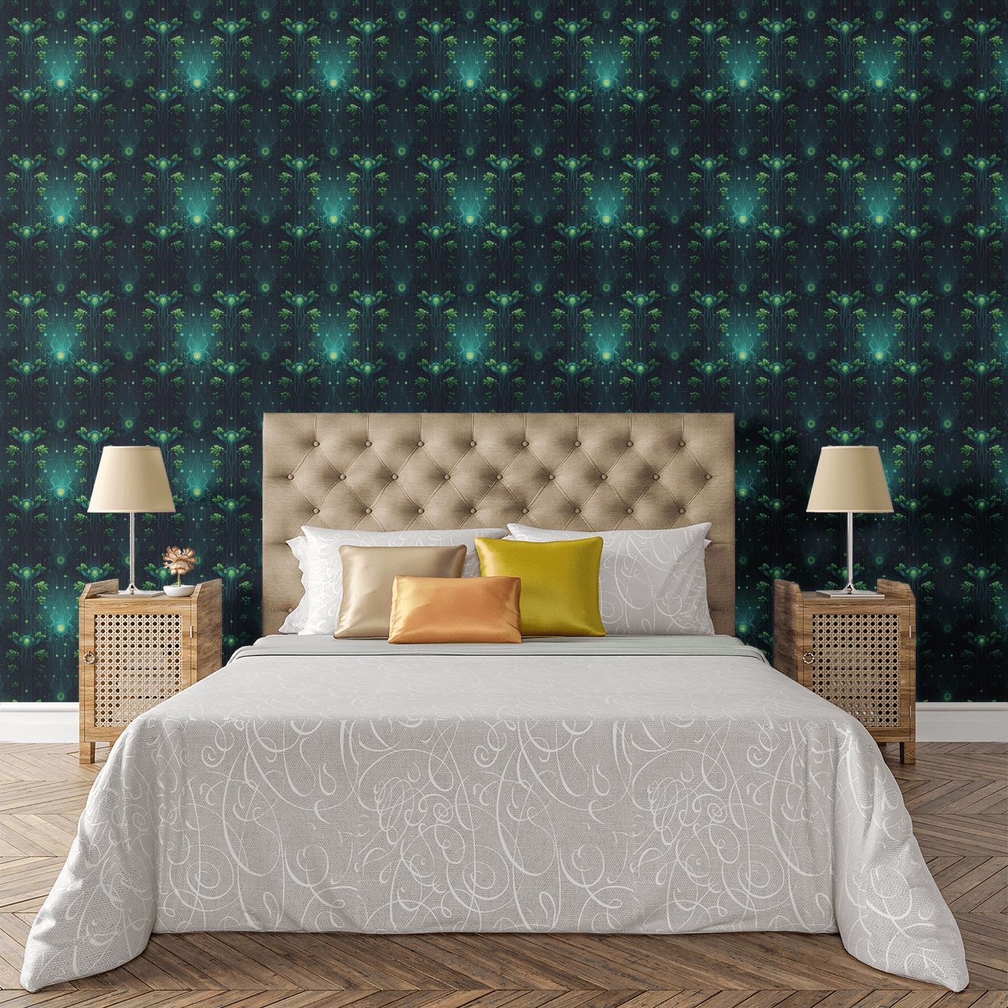 Pixel Circuit Garden Wallpaper Peel and Stick Wallpaper | Accent Haus