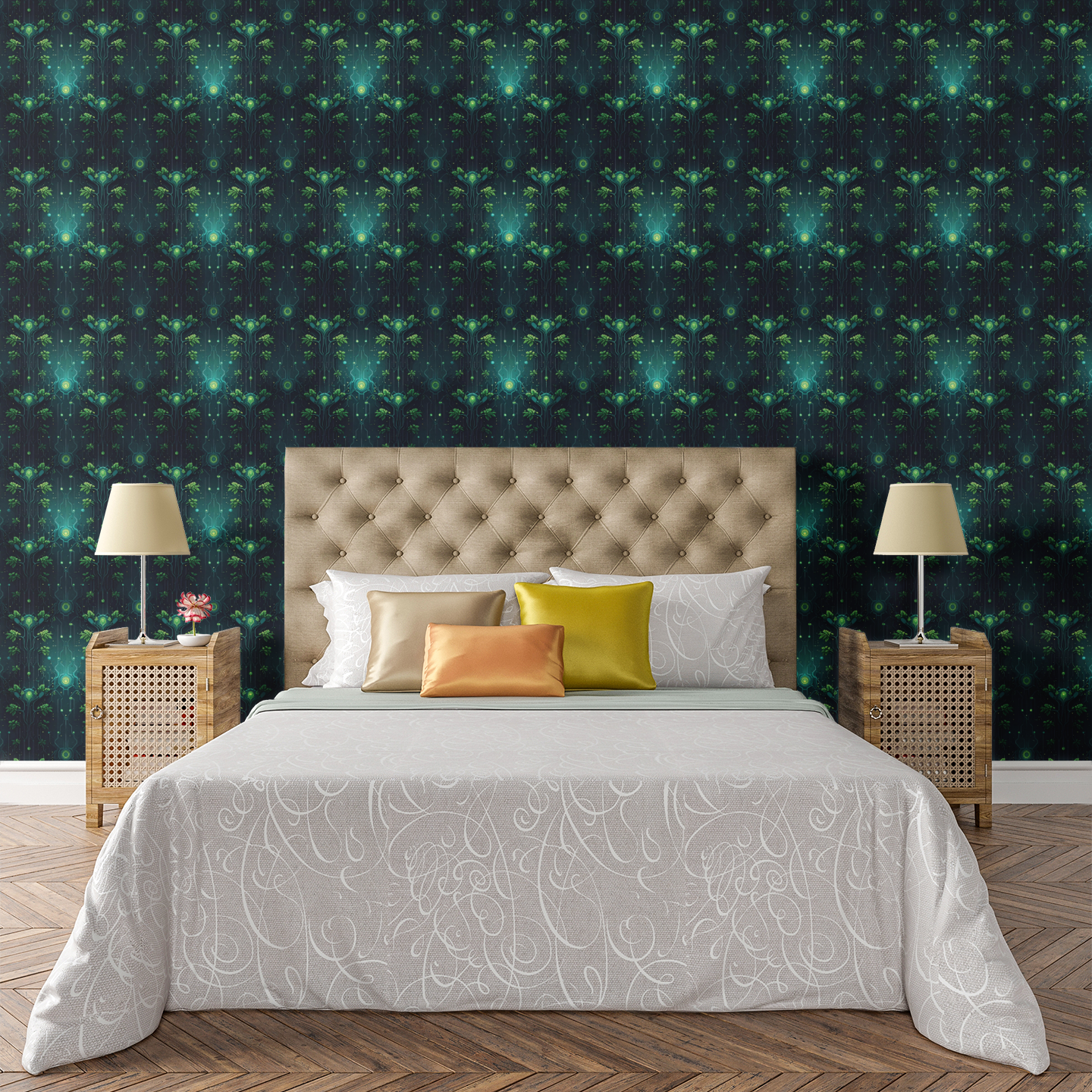 Pixel Circuit Garden Wallpaper