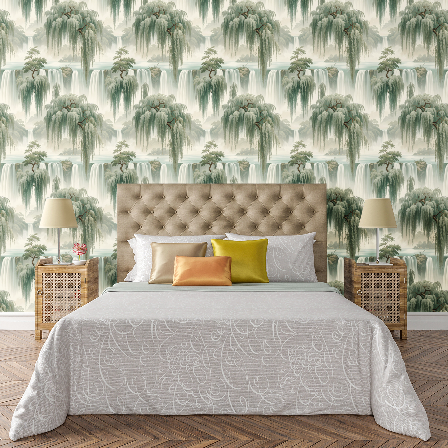 Willow Curtain Waterfall Wallpaper