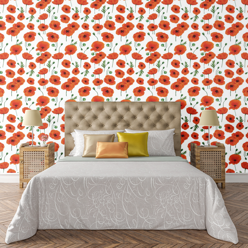 Summer Flowers II White Wallpaper