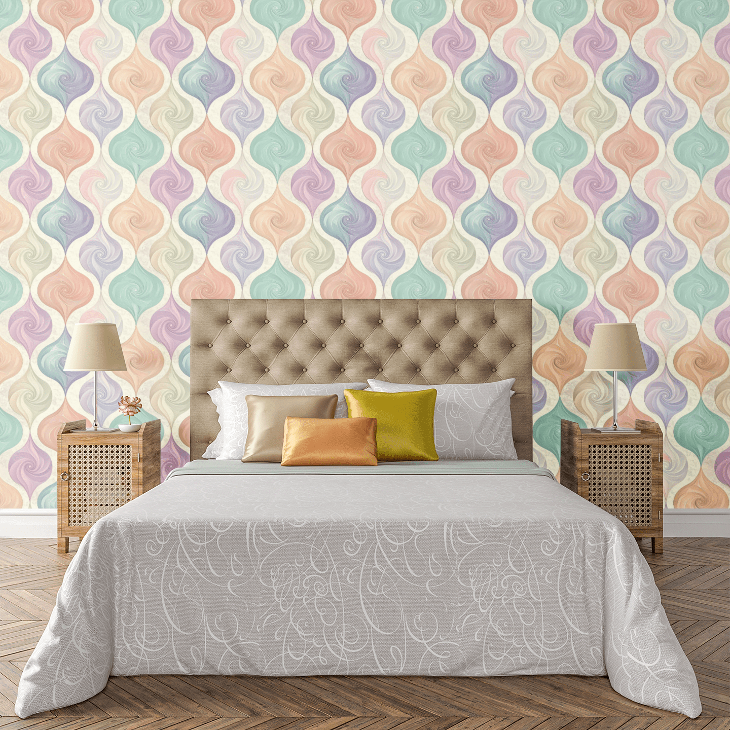 Abstract Shell Curves Wallpaper Peel and Stick Wallpaper | Accent Haus