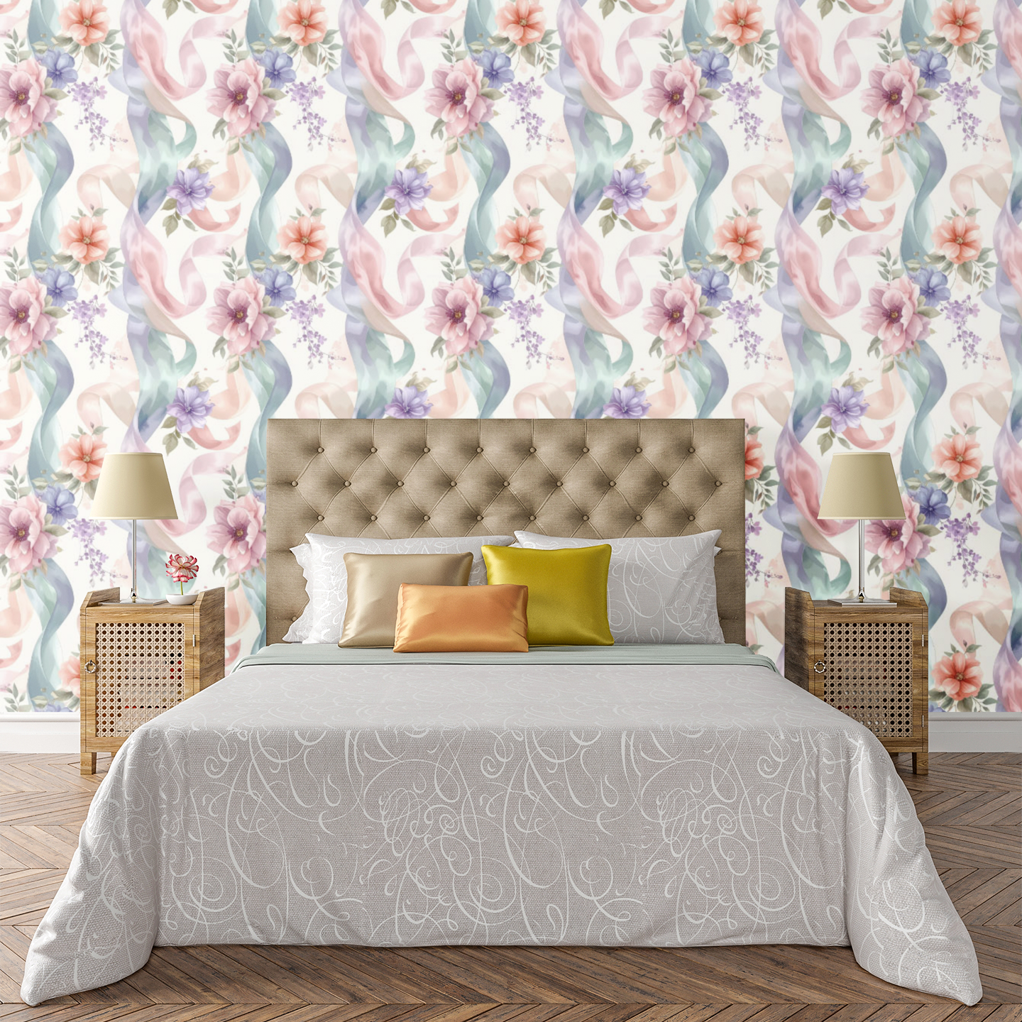 Floating Ribbon Garden Wallpaper