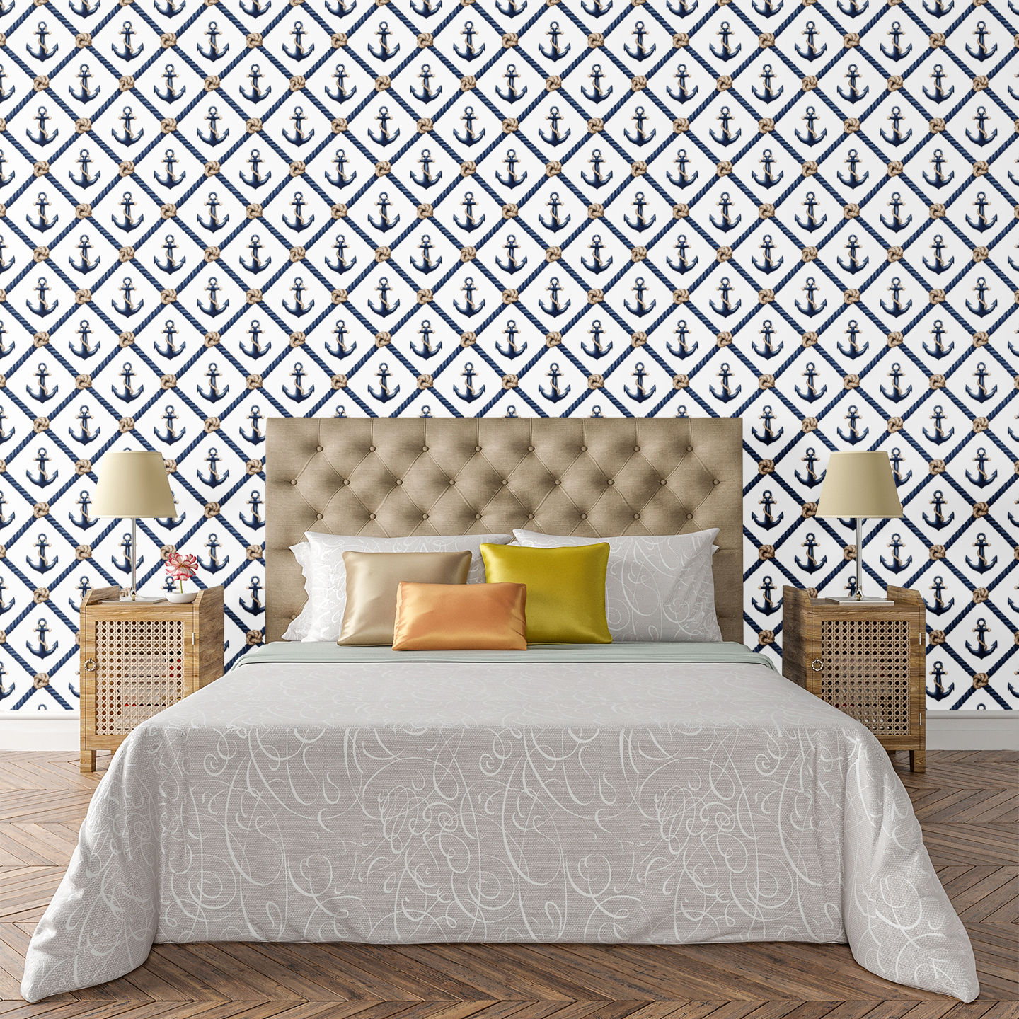 Nantucket Rope Lattice Wallpaper