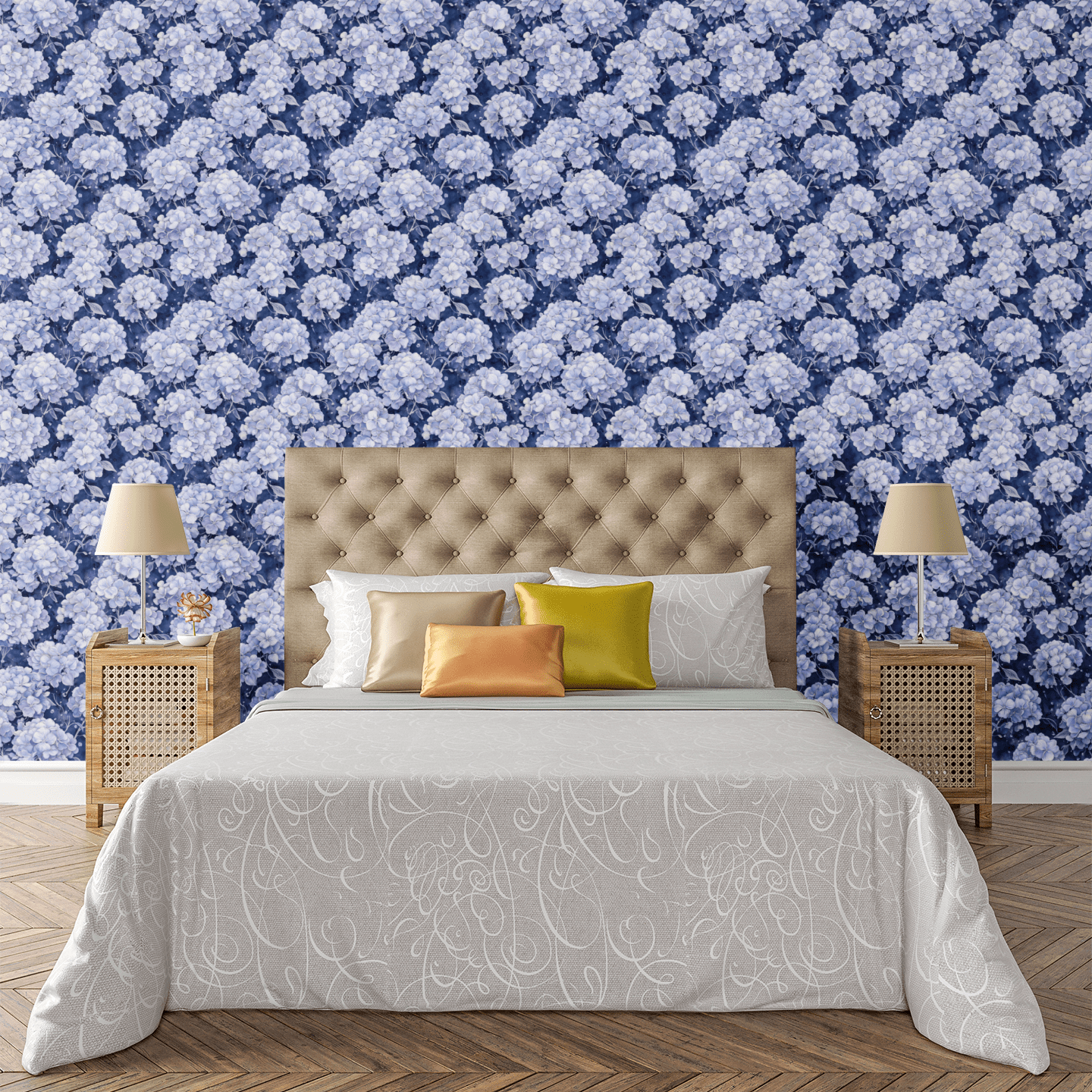 Midnight Hydrangea Wallpaper Peel and Stick Wallpaper | Accent Haus