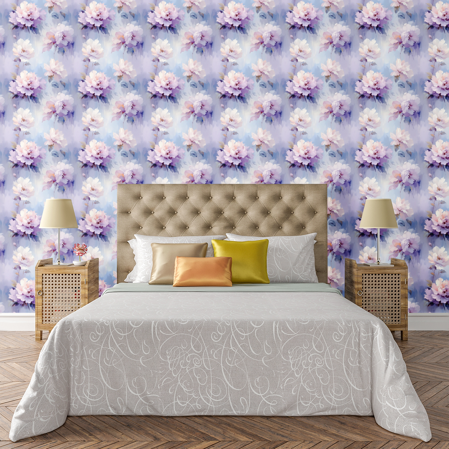 Floral Mist Landscape Wallpaper