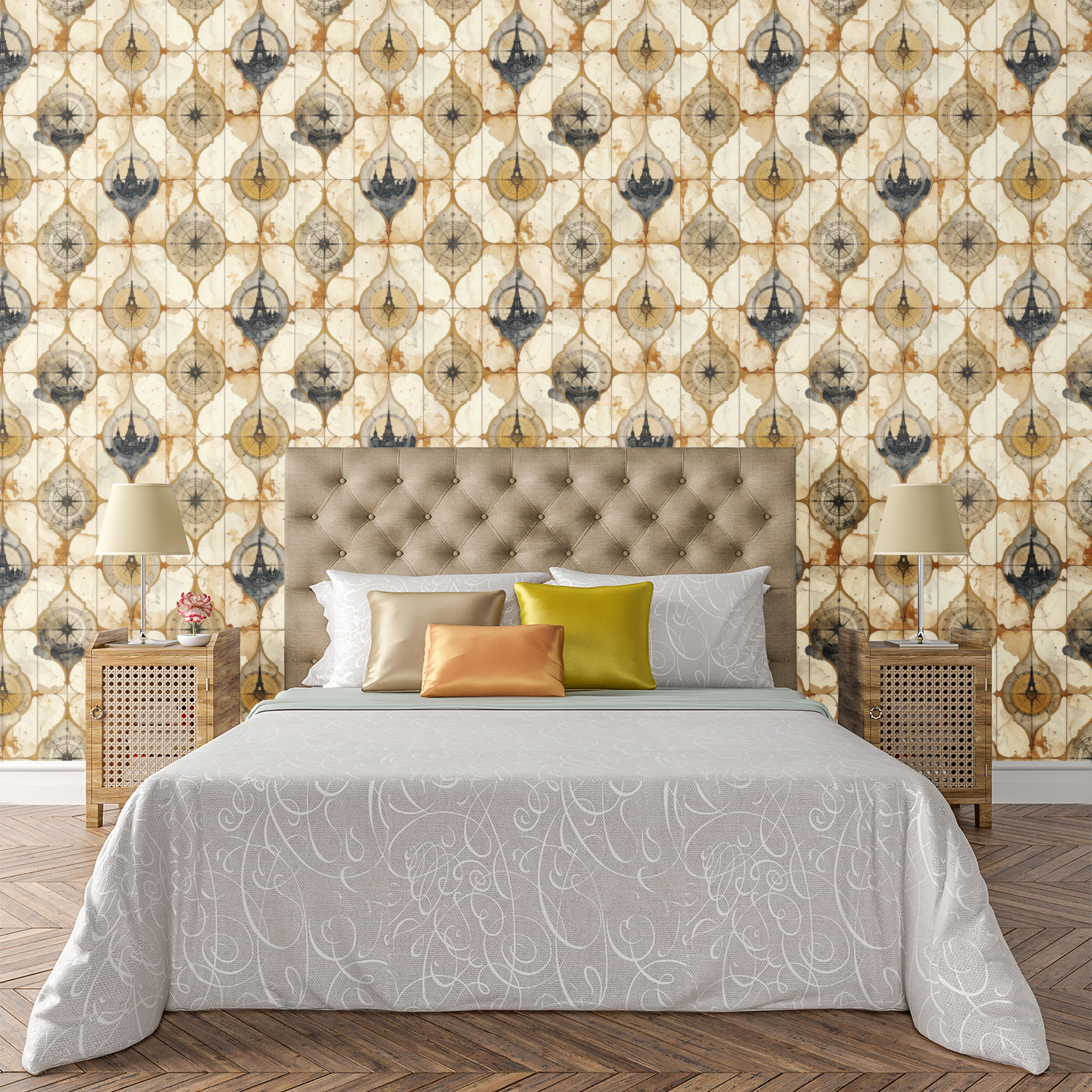 Heritage Keyway Columns Wallpaper