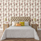 Botanical Ribbon Roses Wallpaper