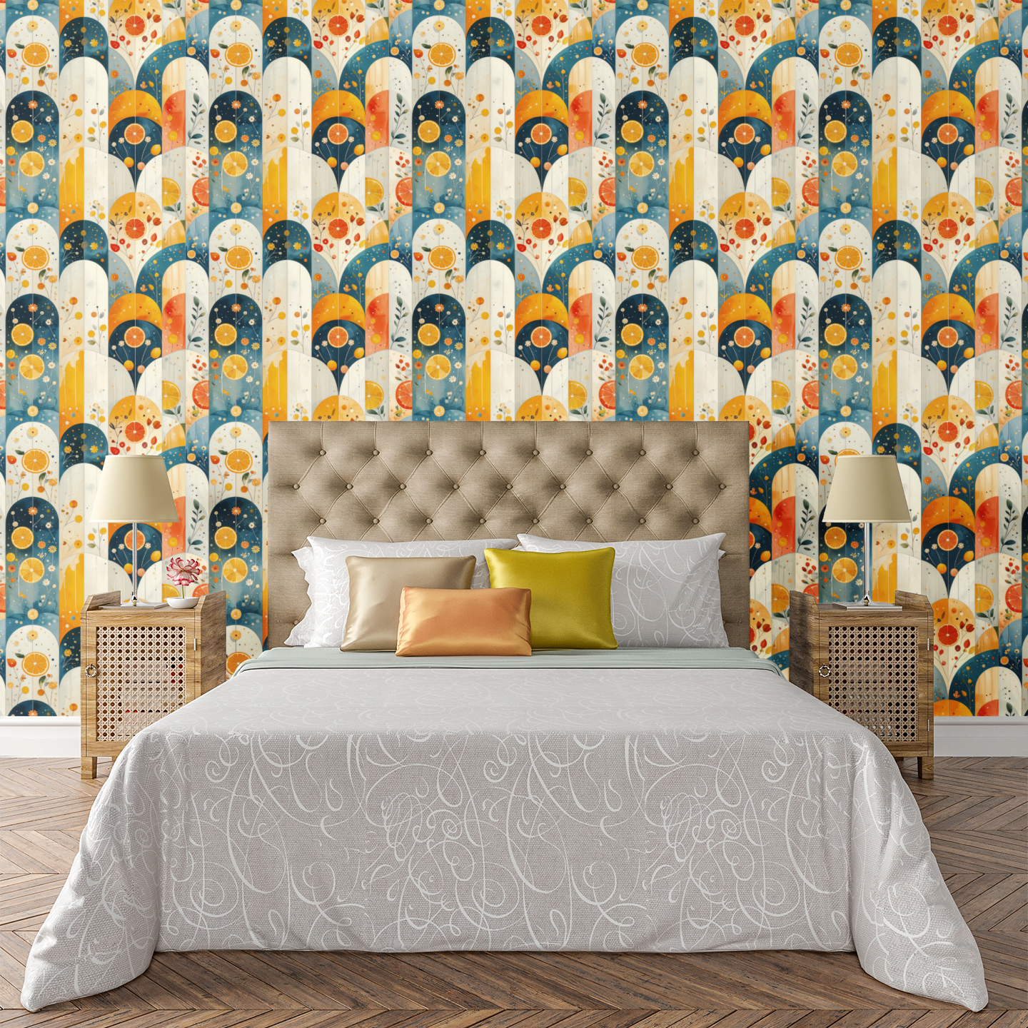 Citrus Slices Arches Wallpaper