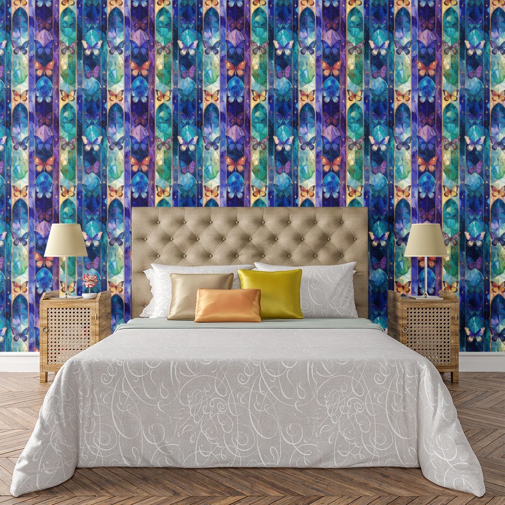 Floating Geometric Butterflies Wallpaper