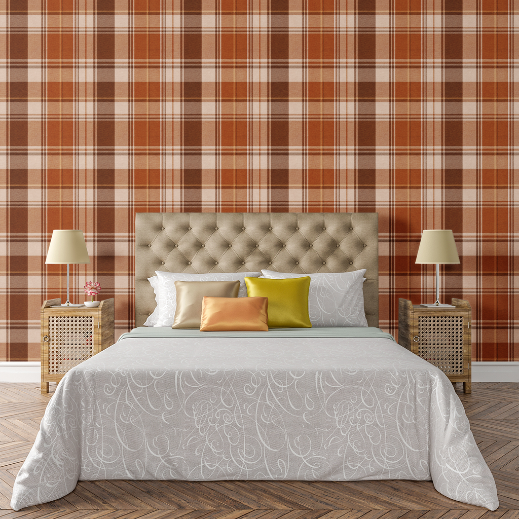 Harvest Plaid Copper Wallpaper