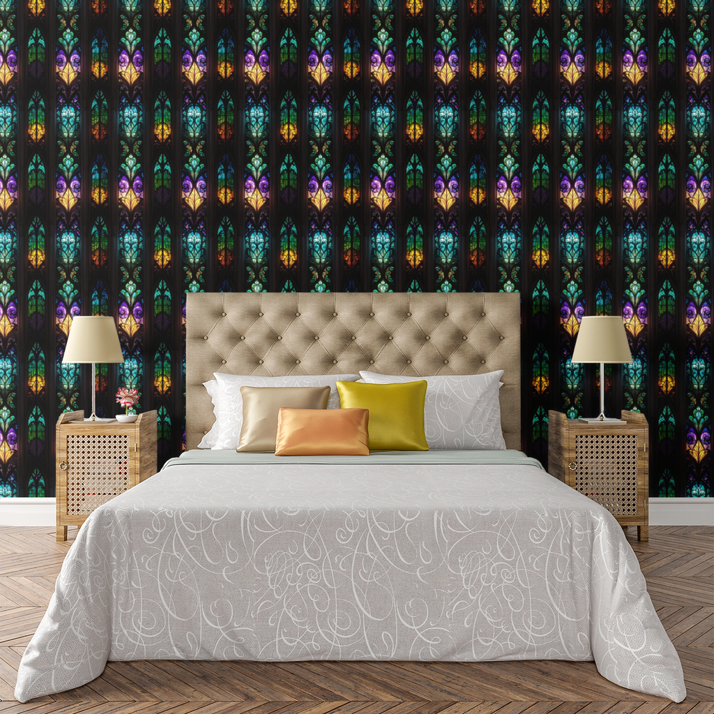 Botanical Stained Glass Wallpaper