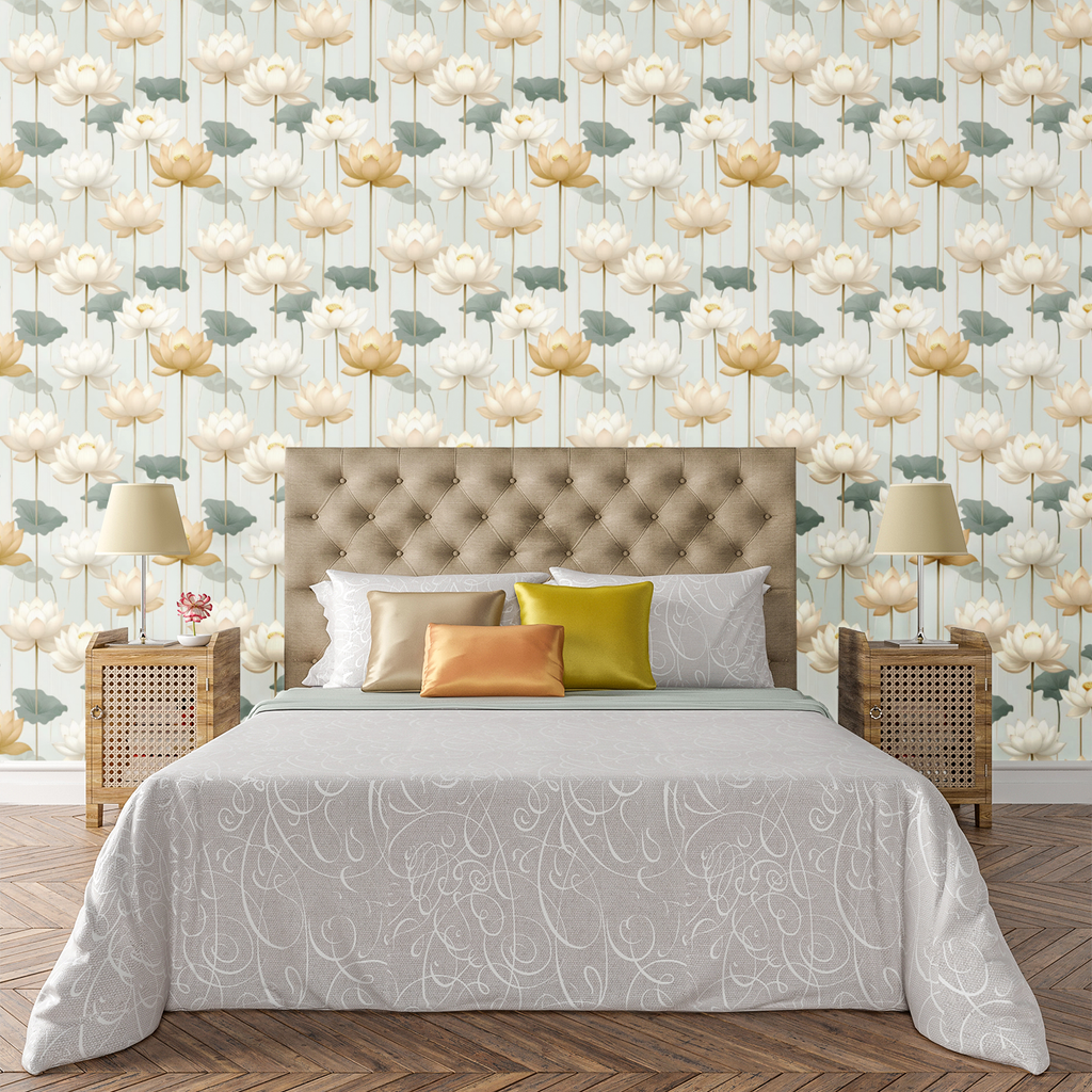 Gilded Stem Lotus Wallpaper