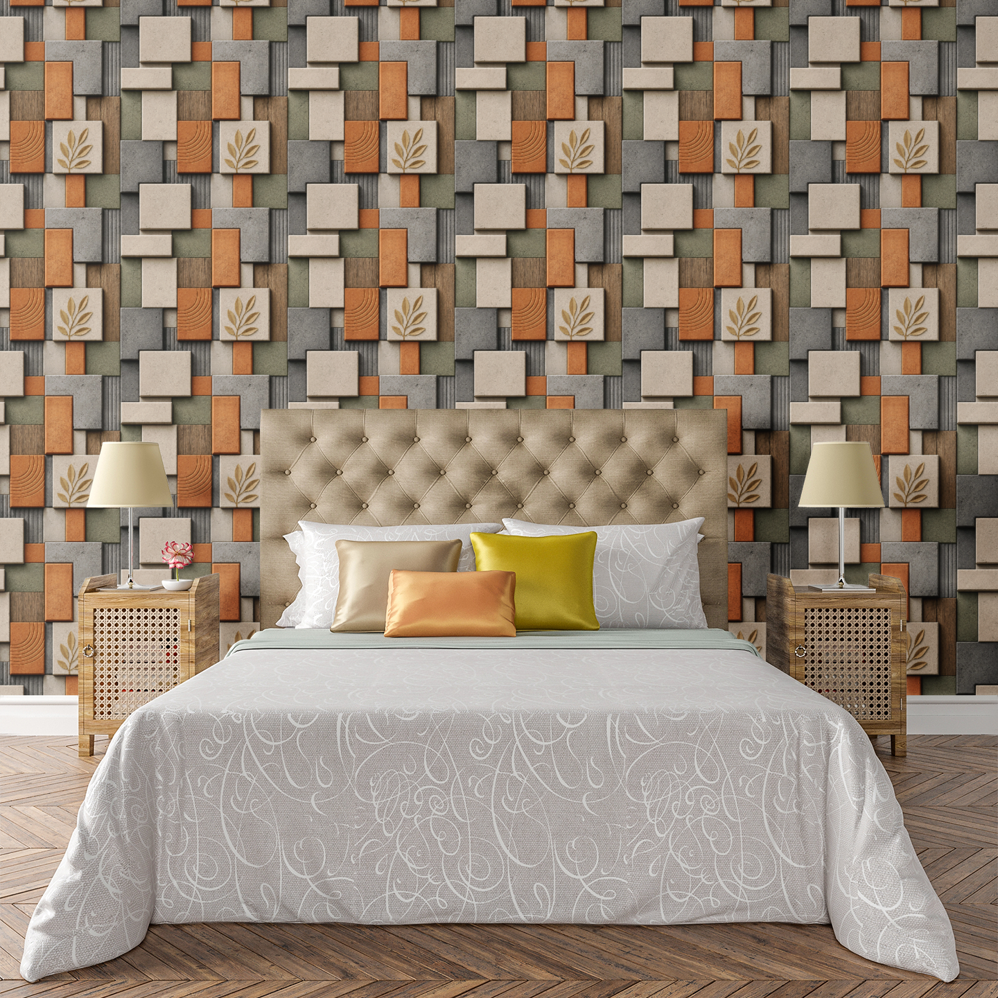 Geometric Shadow Blocks Wallpaper