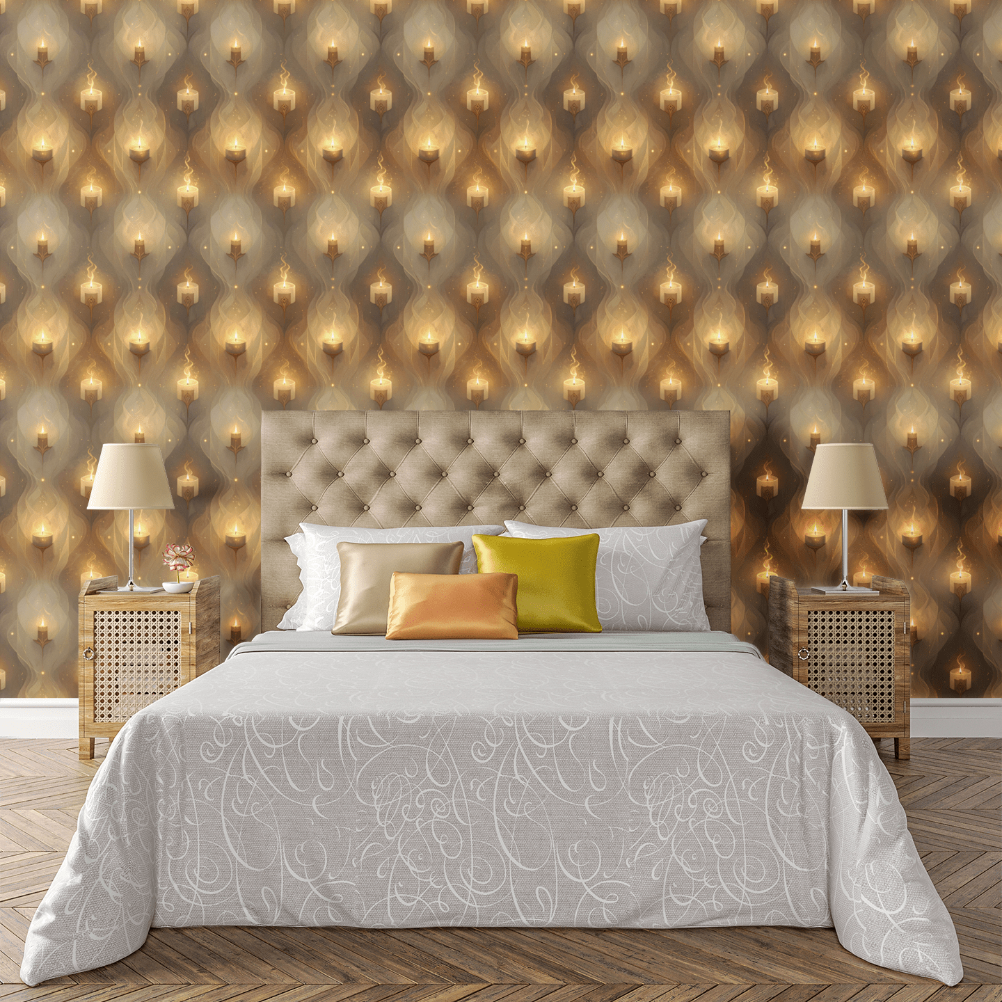 Minimal Candle Glow Wallpaper Peel and Stick Wallpaper | Accent Haus