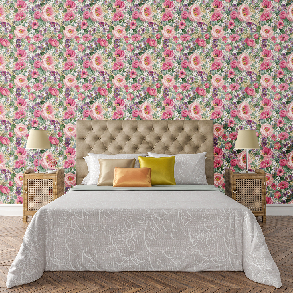 English Garden Floral Wallpaper