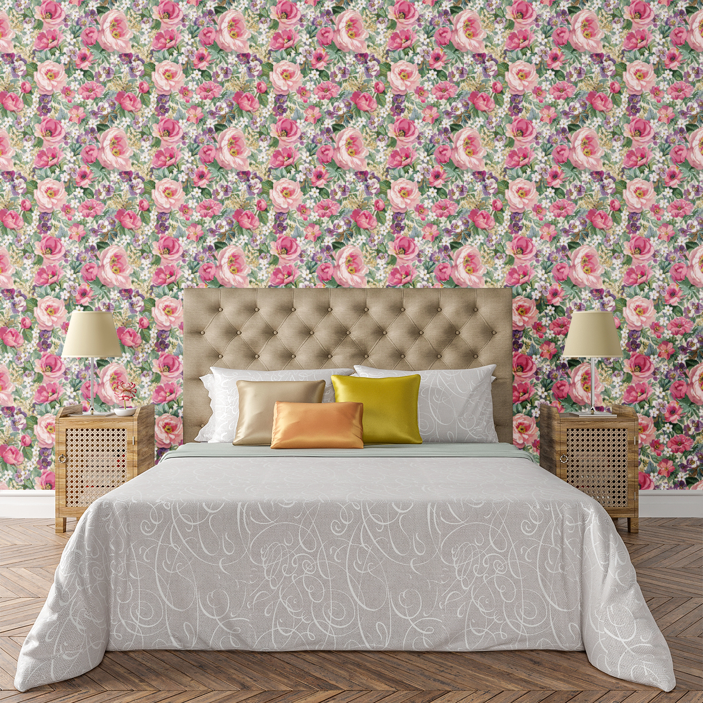English Garden Floral Wallpaper