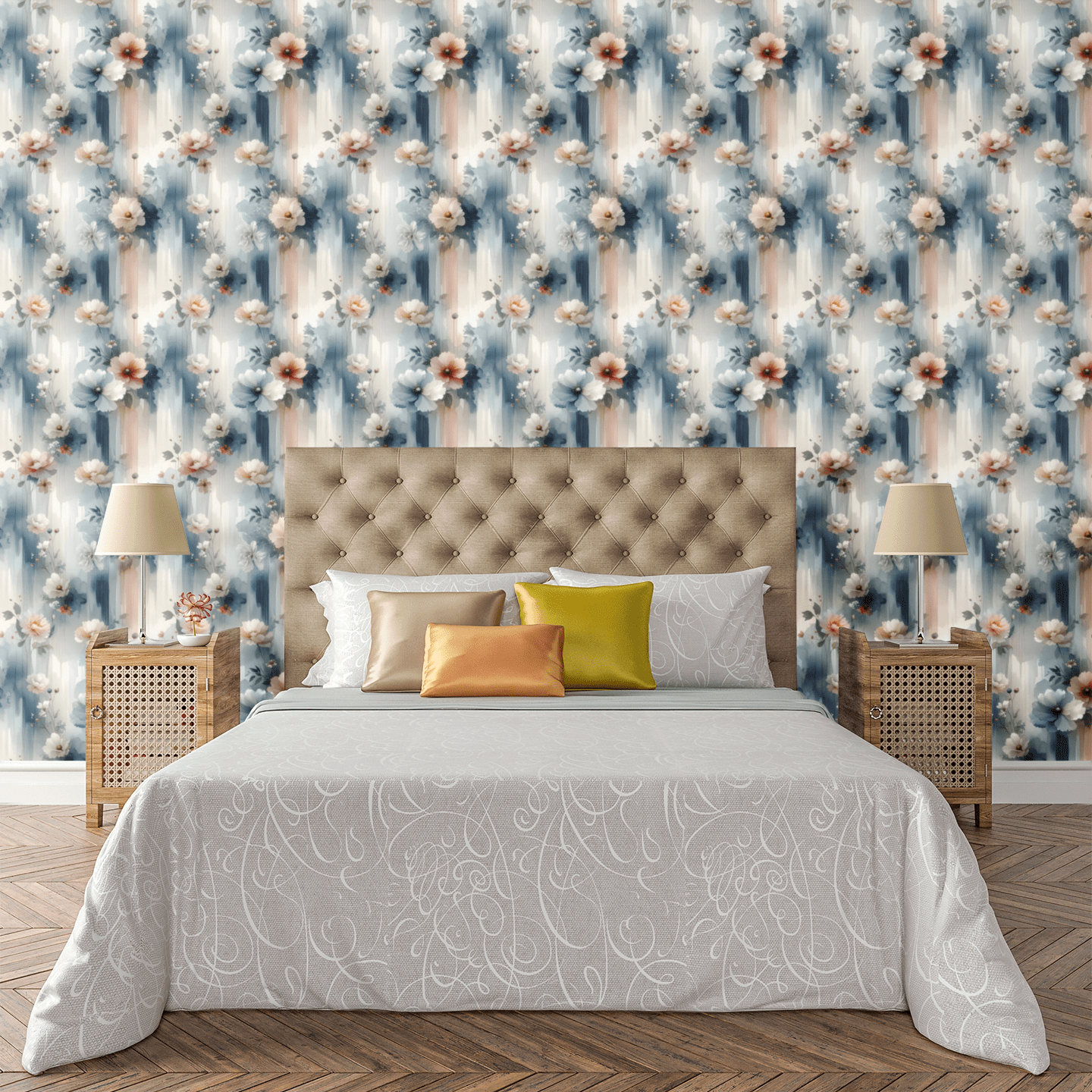 Ethereal Floral & Mist Mural Wallpaper Peel and Stick Wallpaper | Accent Haus