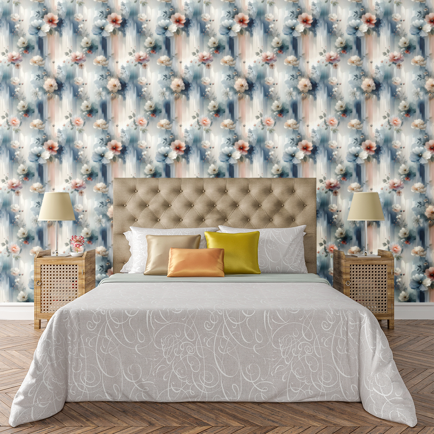 Ethereal Floral & Mist Mural Wallpaper