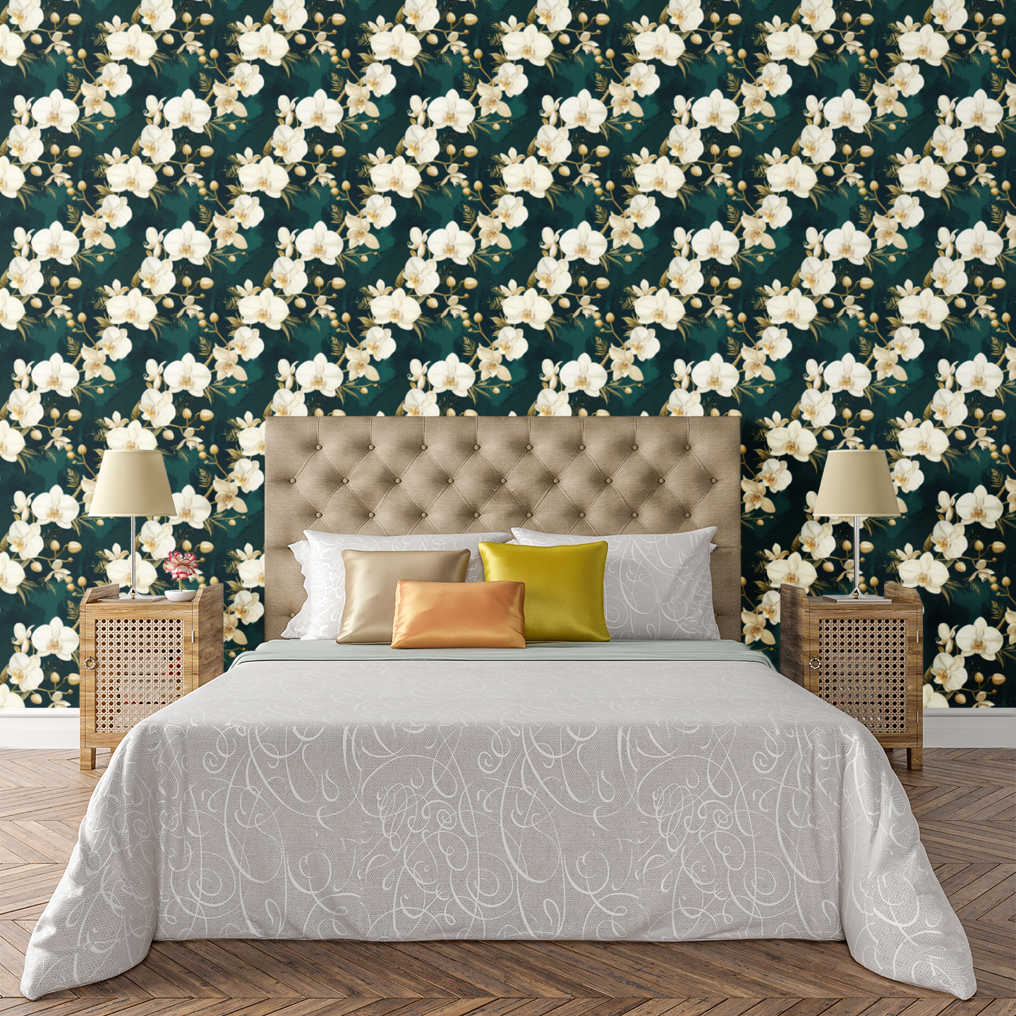 Golden Orchid Symphony Wallpaper