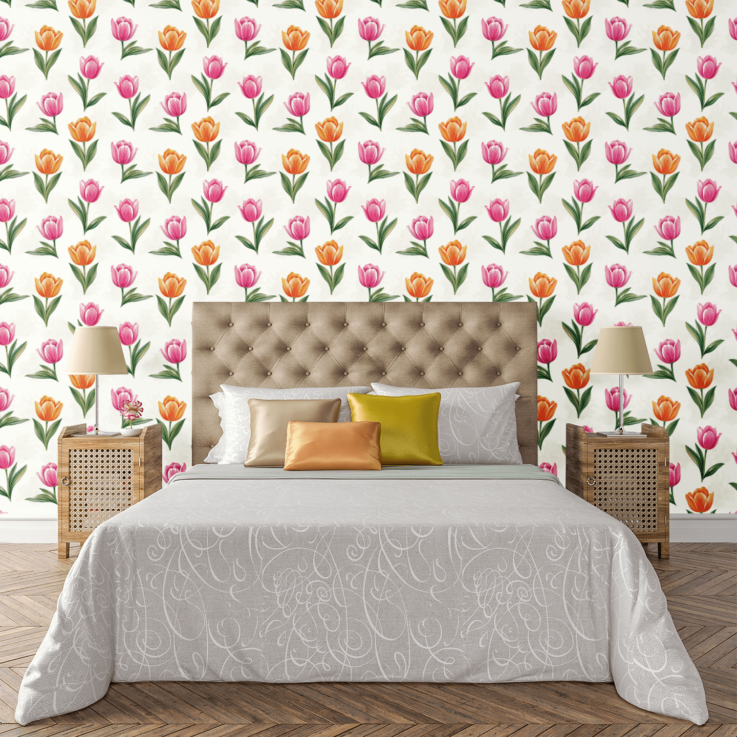 Tulip Lane Bloom Wallpaper Peel and Stick Wallpaper | Accent Haus
