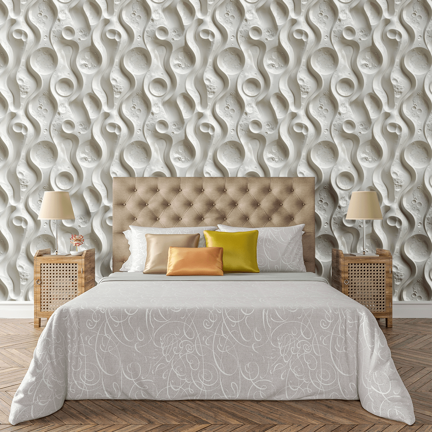 Embossed Lunar Currents Wallpaper Peel and Stick Wallpaper | Accent Haus