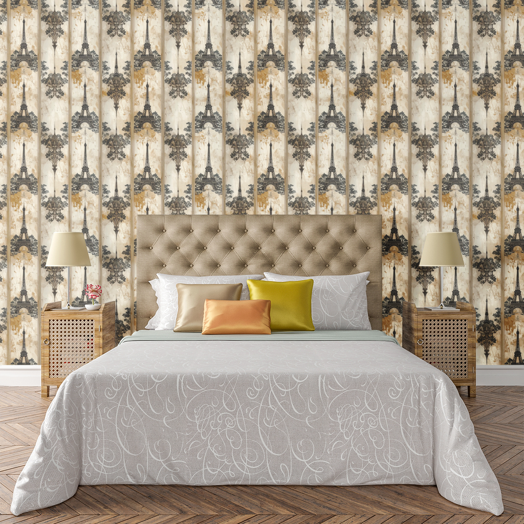 Parisian Etching Curtains Wallpaper