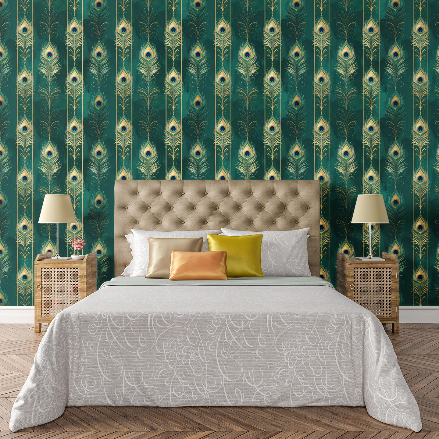 Peacock Plume Symphony Wallpaper