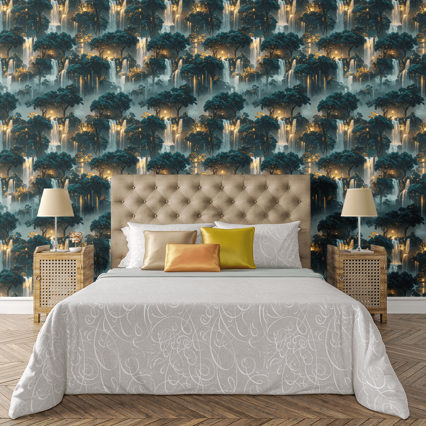 Lantern Grove Waterfall Wallpaper Peel and Stick Wallpaper | Accent Haus