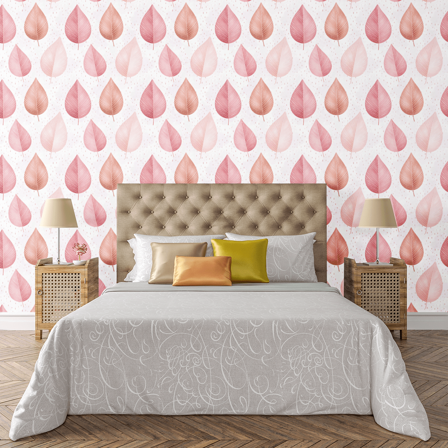 Rosé Leaf Drift Wallpaper Peel and Stick Wallpaper | Accent Haus