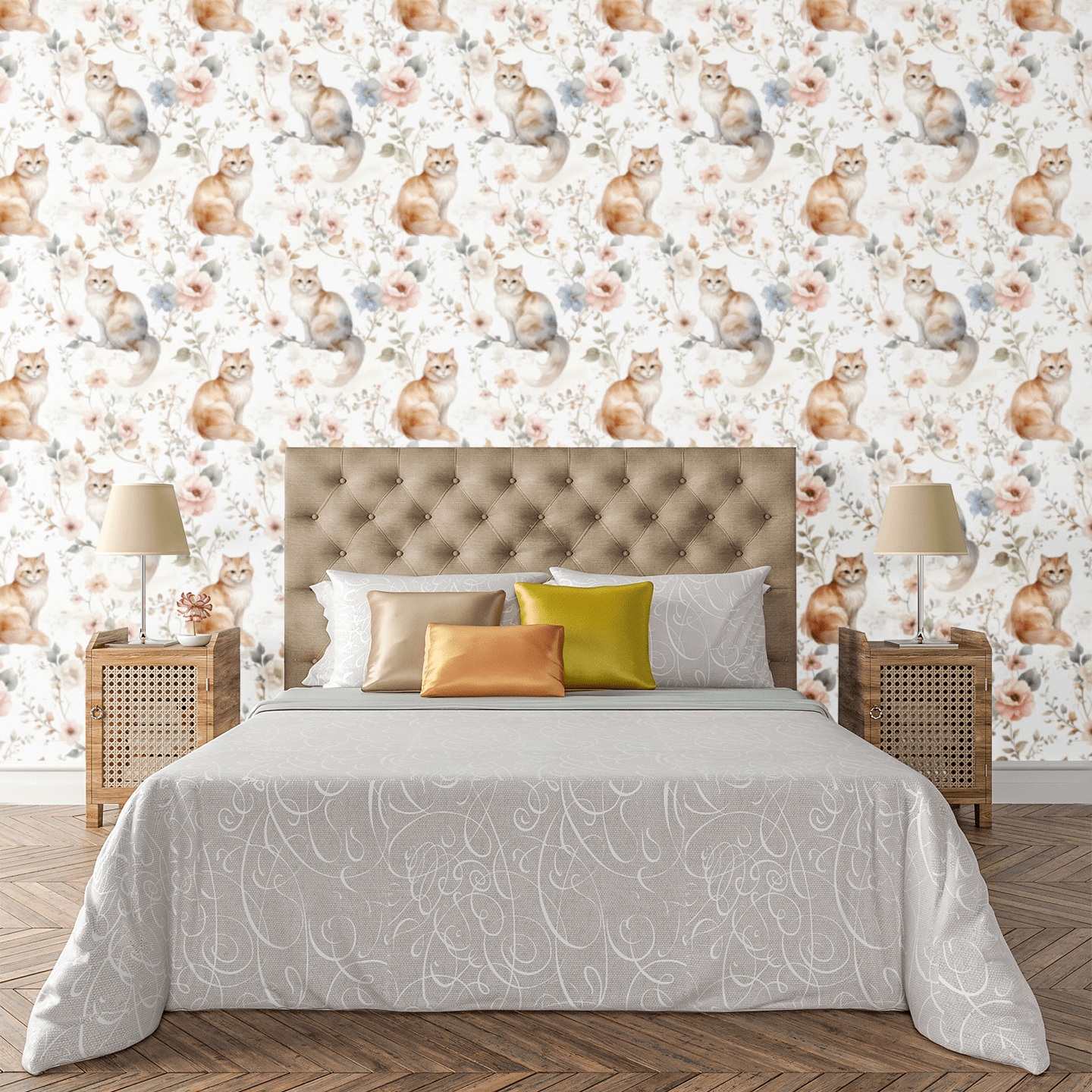Cats Garden Party Wallpaper Peel and Stick Wallpaper | Accent Haus