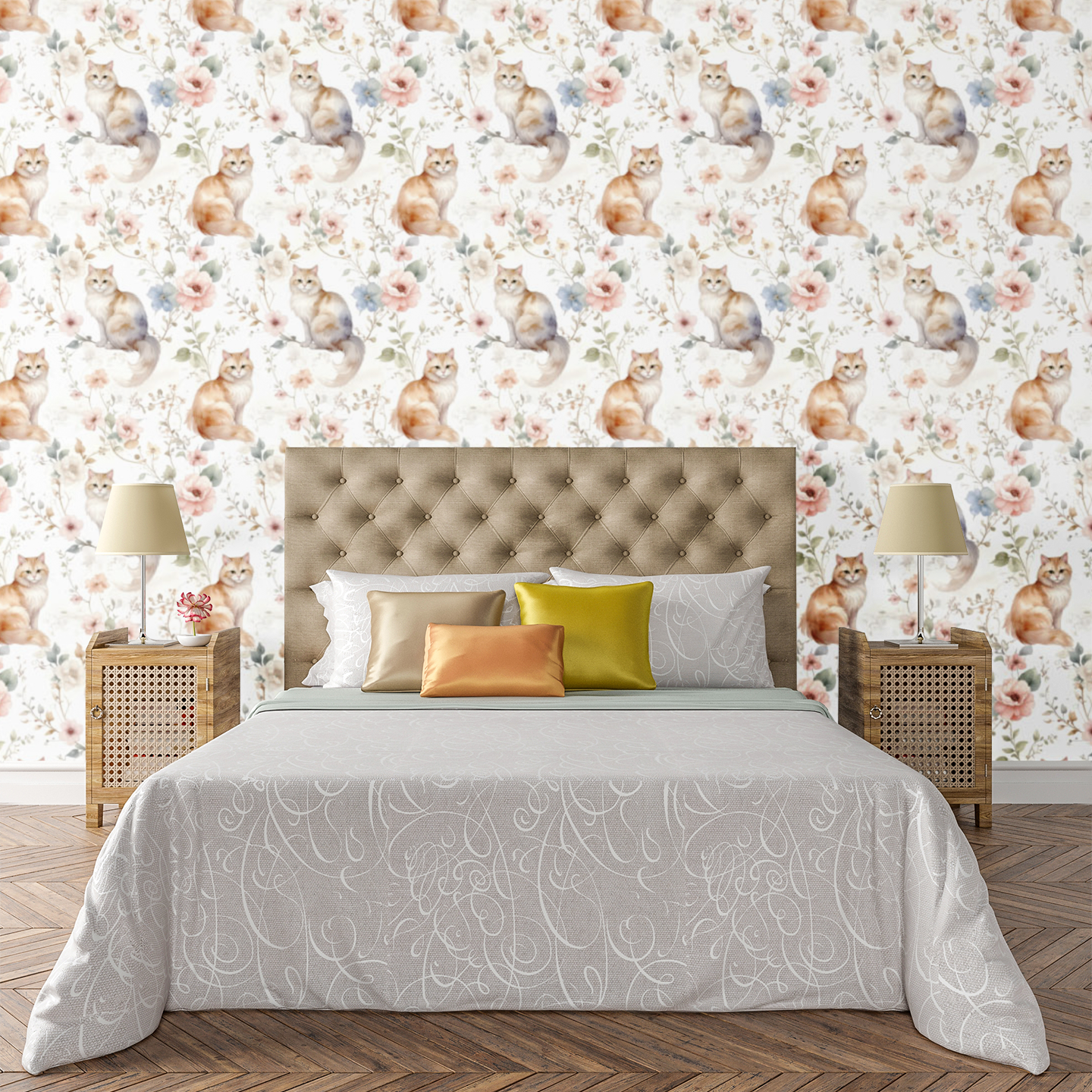 Cats Garden Party Wallpaper