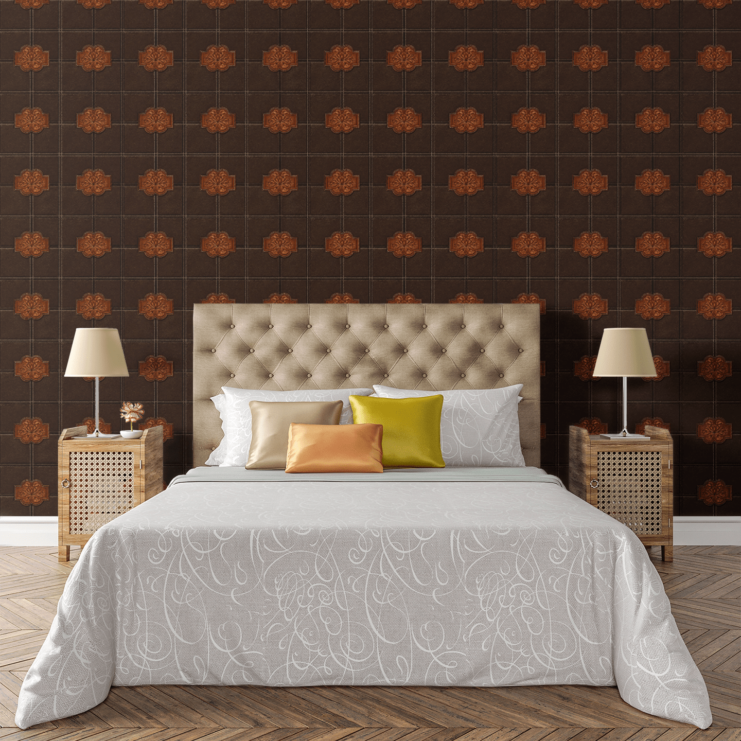 Leather Panel Espresso Wallpaper Peel and Stick Wallpaper | Accent Haus