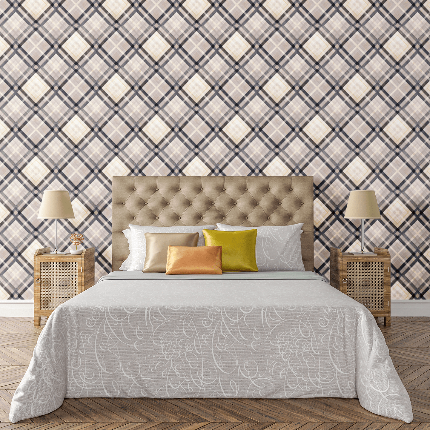 Parisian Boutique Plaid Wallpaper Peel and Stick Wallpaper | Accent Haus