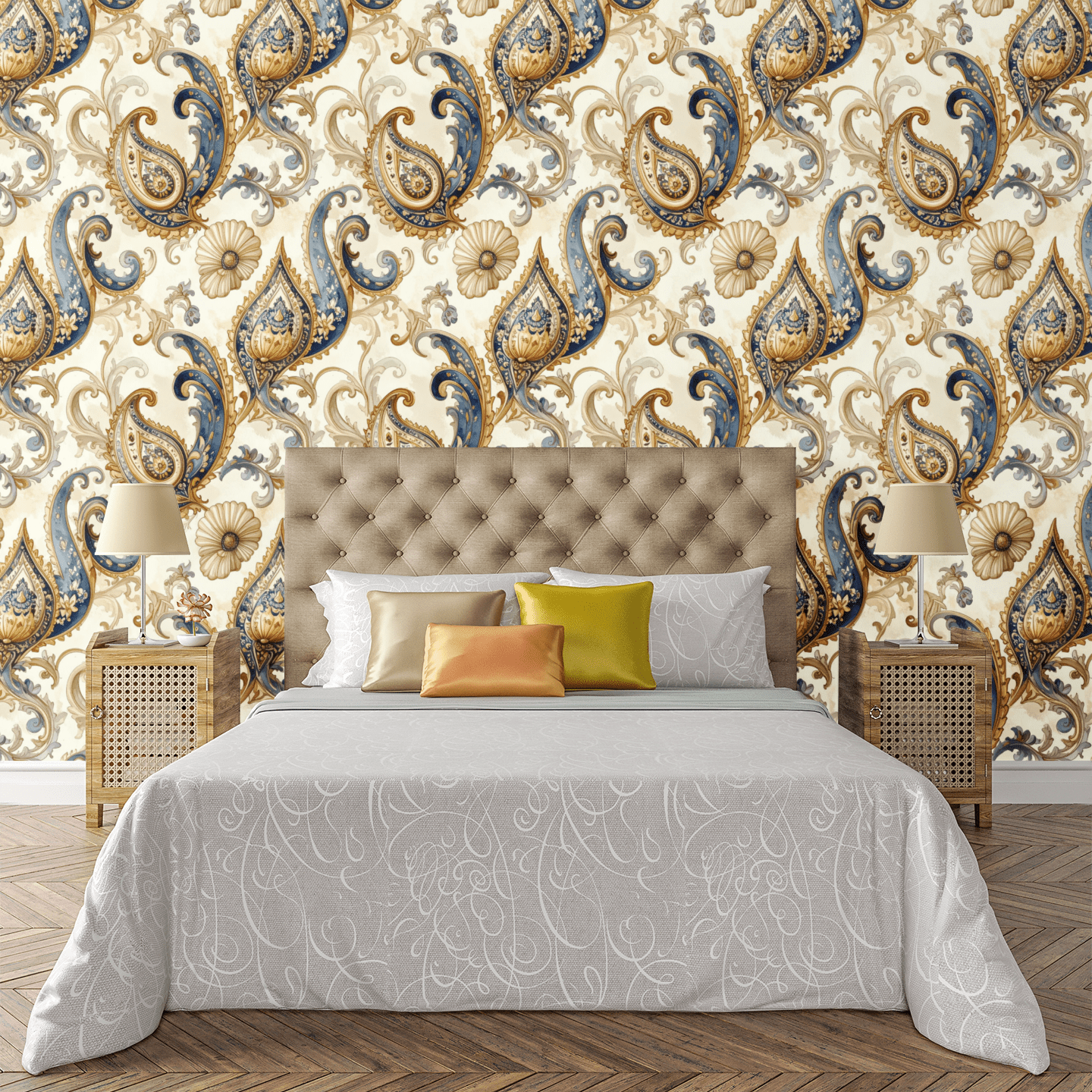 Paisley Arabesque Symphony Wallpaper Peel and Stick Wallpaper | Accent Haus