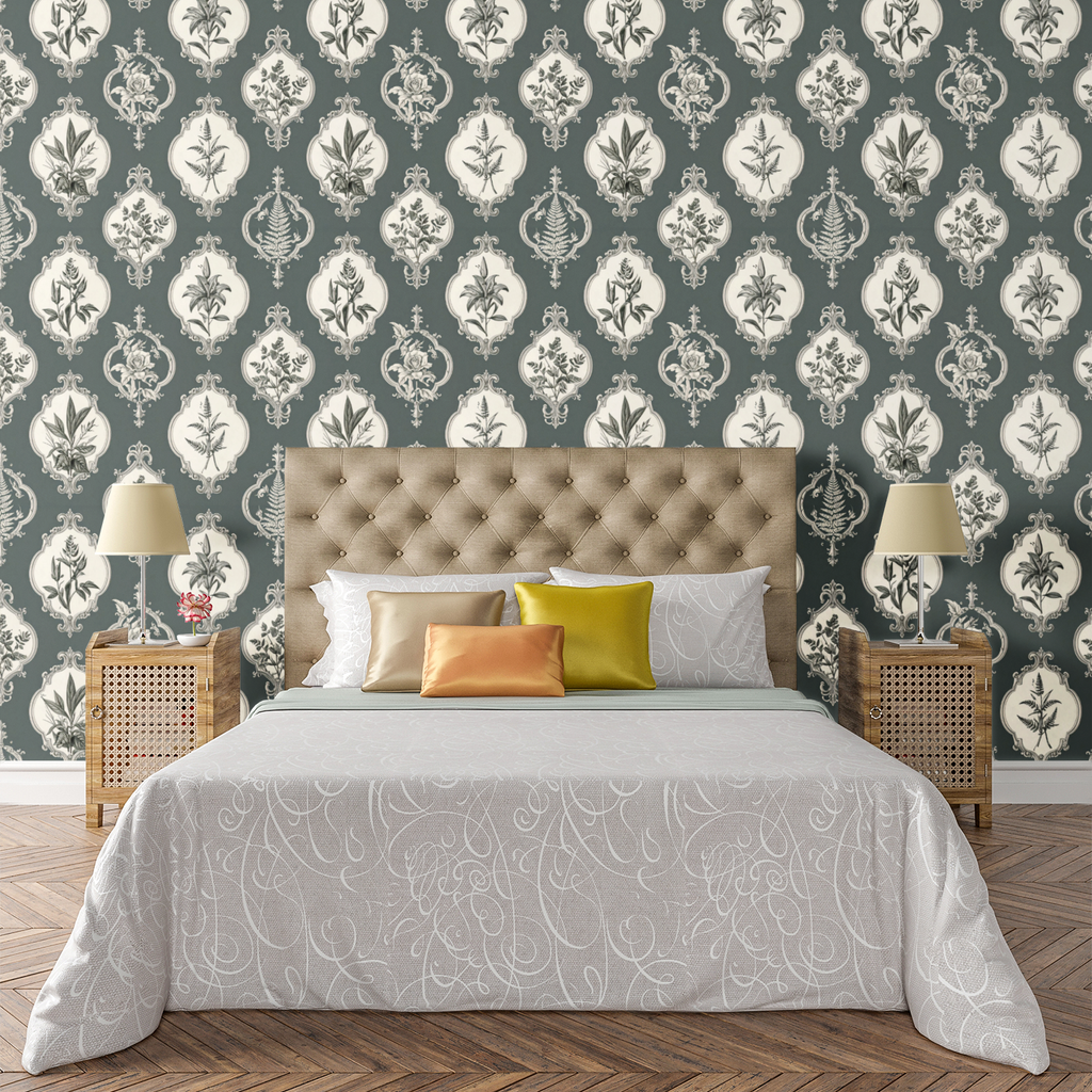 Vintage Botanical Medallion Wallpaper